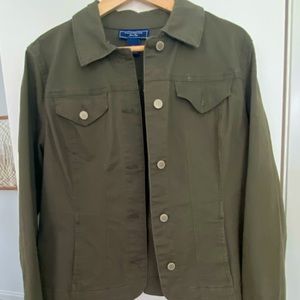 Olive green denim jacket
